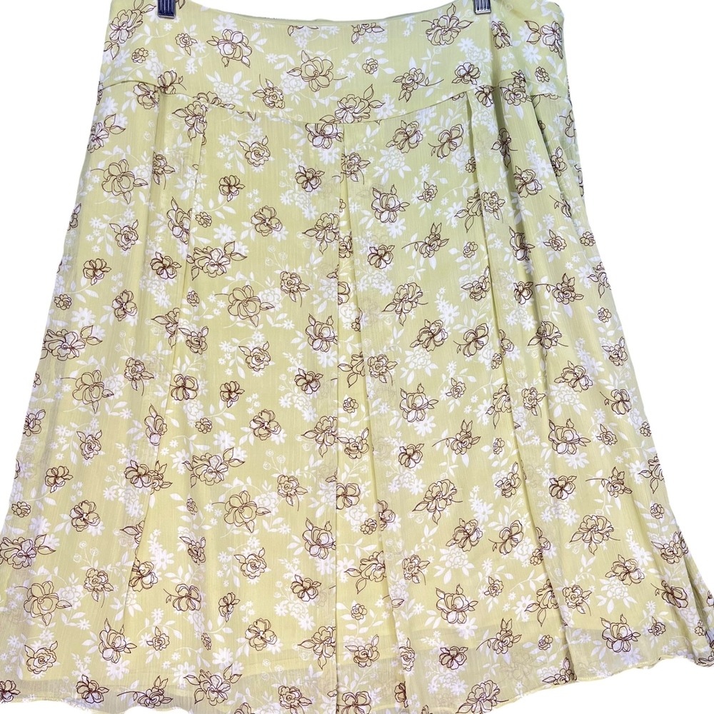 Sandra Darren Yellow‎ Floral Cottagecore Garden Pleated Midi Skirt Size 18W